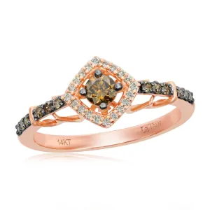 Le Vian Chocolatier Round Cut Chocolate Diamond Compass Style Halo Ring