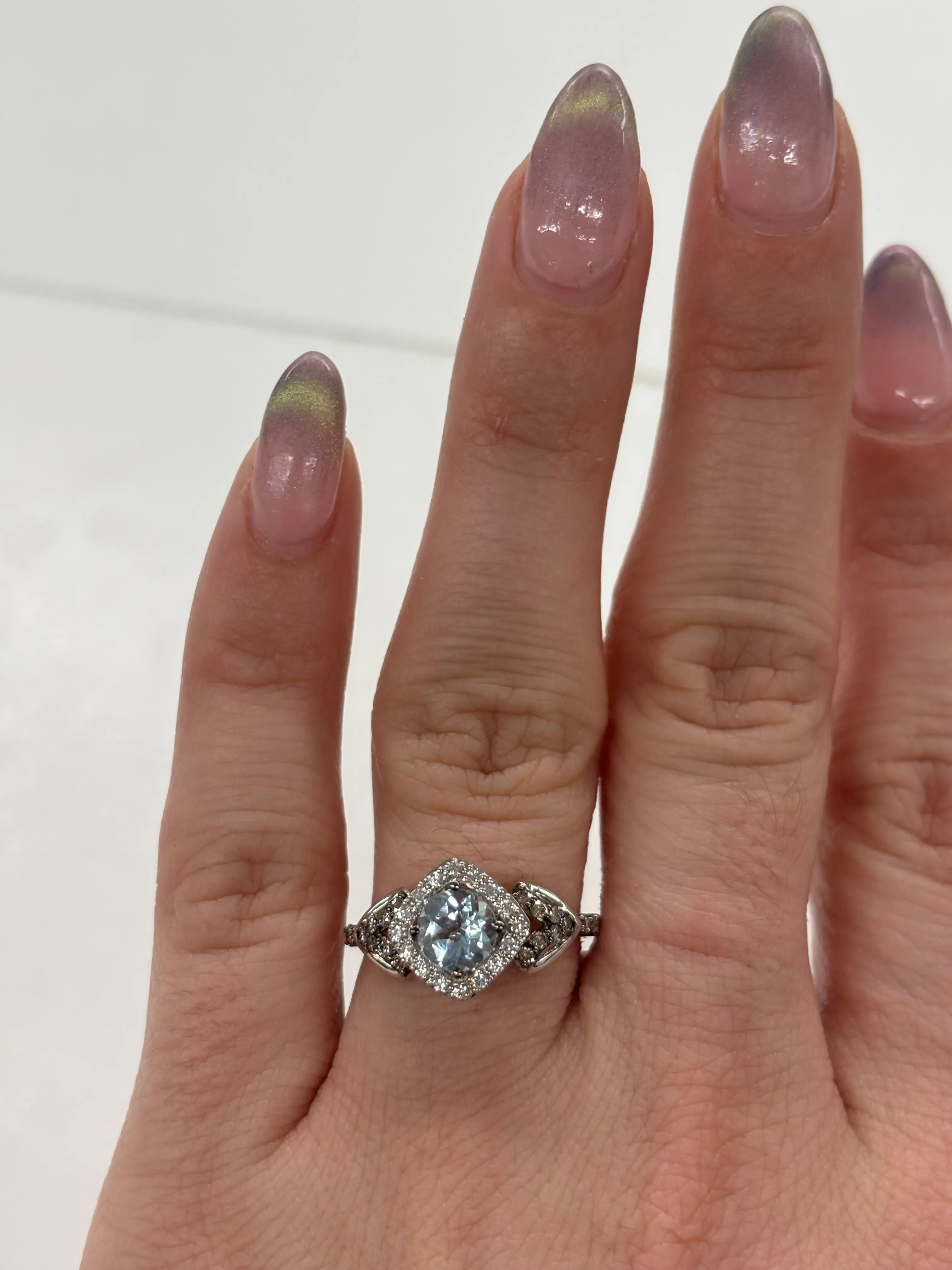 Le Vian Chocolatier Sea Blue Aquamarine Compass Halo Ring
