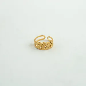 Leaf Loop Adjustable Ring Gold Plated