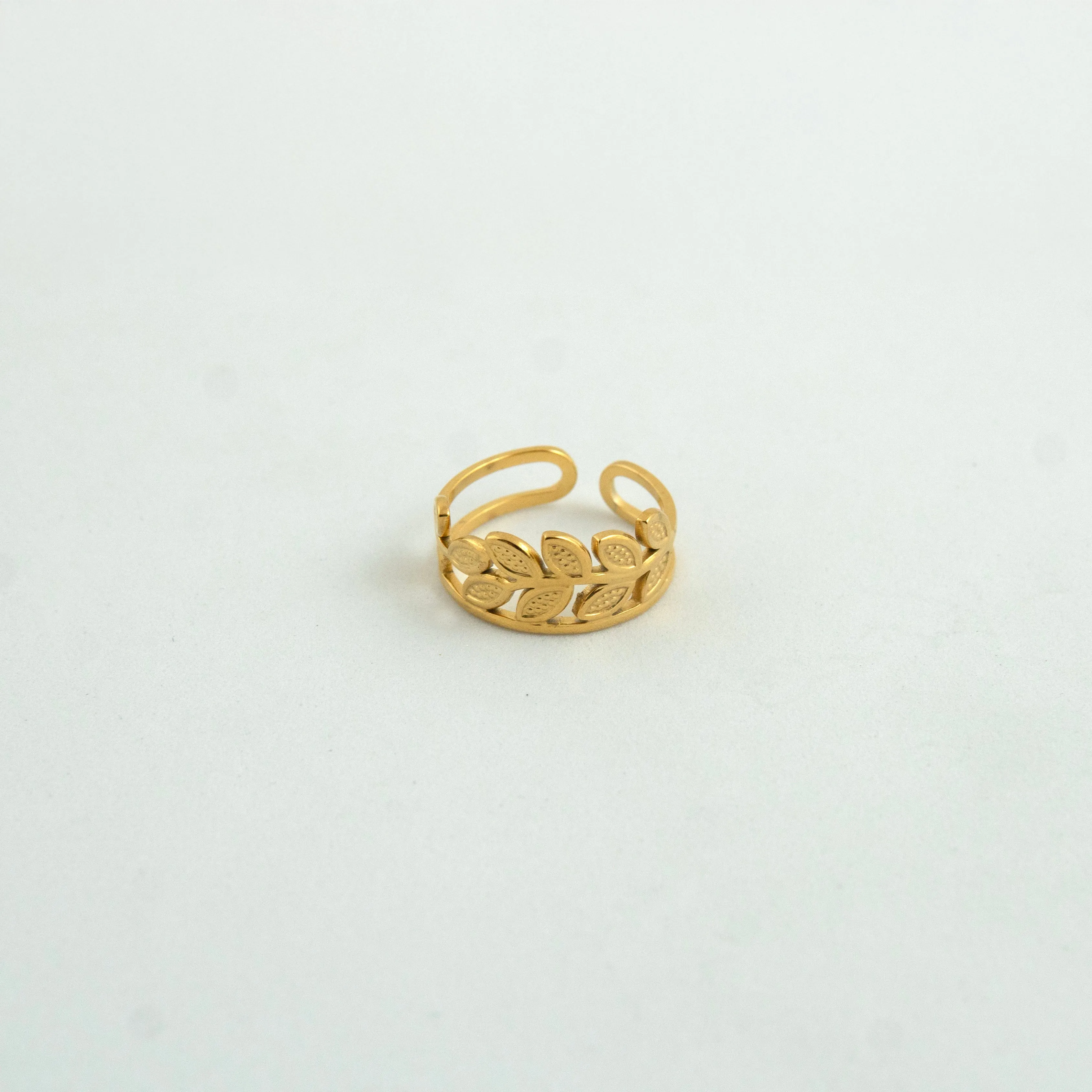 Leaf Loop Adjustable Ring Gold Plated