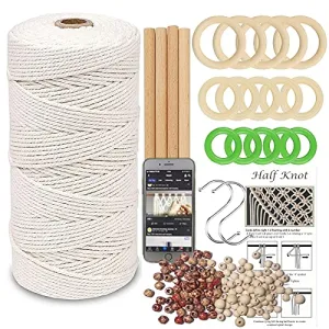 LECZIVOEN Macrame Kit, All in Macrame Supplies 109Yards x 3mm Macrame Cord,DIY Macrame Kit for Adults Beginners, Macrame Beads with Wooden Rings and