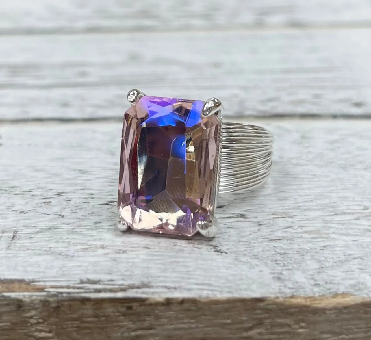 Light Pink PP Adjustable Stone Ring