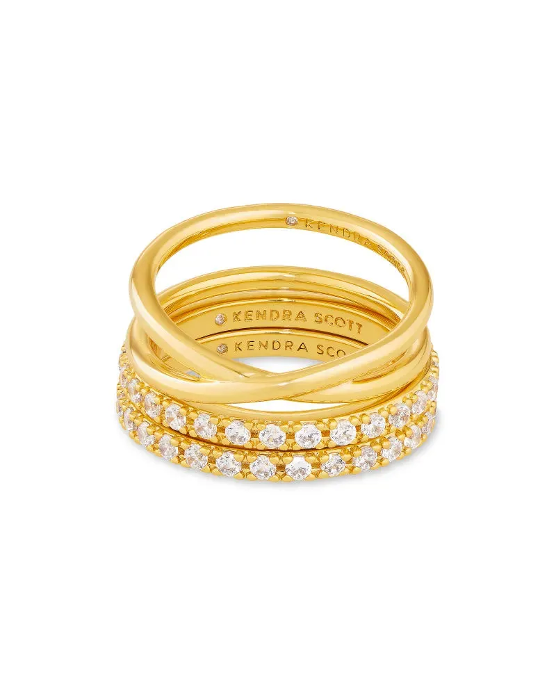 Livy Rings Set of 3 in White Crystal