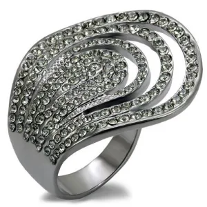LO1669 TIN Cobalt Black Brass Ring with Top Grade Crystal in Black Diamond