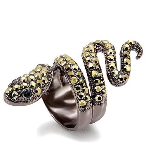 LO1683 Chocolate Gold Brass Ring with Top Grade Crystal in Multi Color