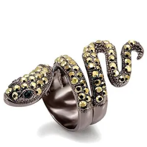 LO1683 Chocolate Gold Brass Ring with Top Grade Crystal in Multi Color