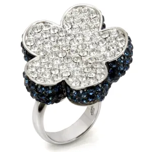 LO1745 Rhodium   Ruthenium Brass Ring with Top Grade Crystal in Montana