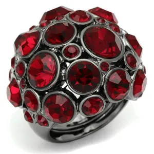 LO2501 Ruthenium Brass Ring with Top Grade Crystal in Siam