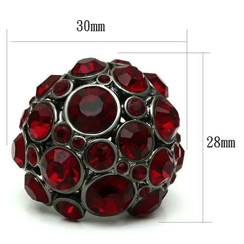 LO2501 Ruthenium Brass Ring with Top Grade Crystal in Siam