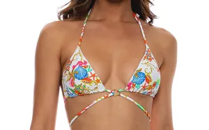 Looped Triangle-Seamless Reversible Wavy Ruched Back Tie Side Bikini
