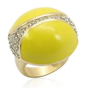 LOS184 Gold 925 Sterling Silver Ring with Top Grade Crystal in Clear