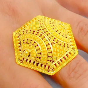 Lovely Geometric 22k Gold Statement Ring