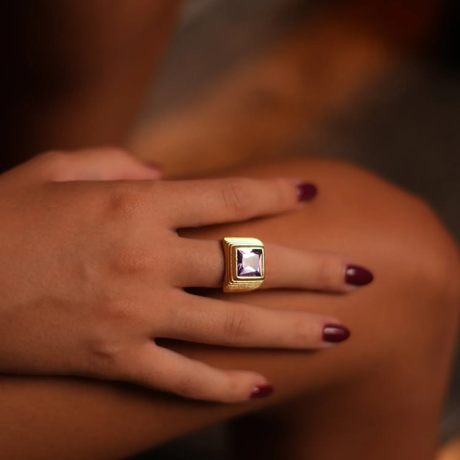 Majestic Amethyst & Gold Vermeil Chunky Signet Ring
