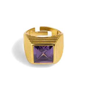 Majestic Amethyst & Gold Vermeil Chunky Signet Ring