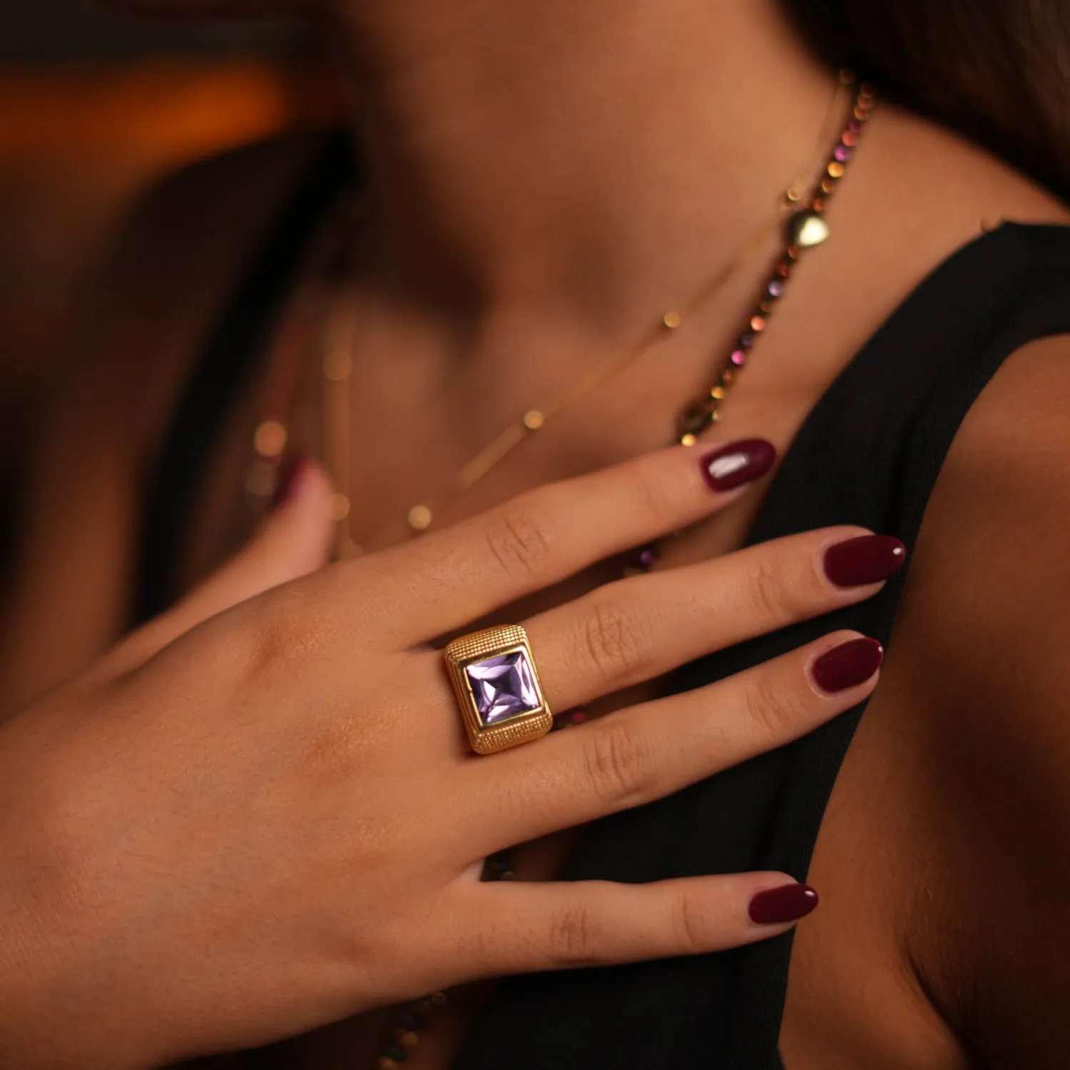 Majestic Amethyst & Gold Vermeil Chunky Signet Ring