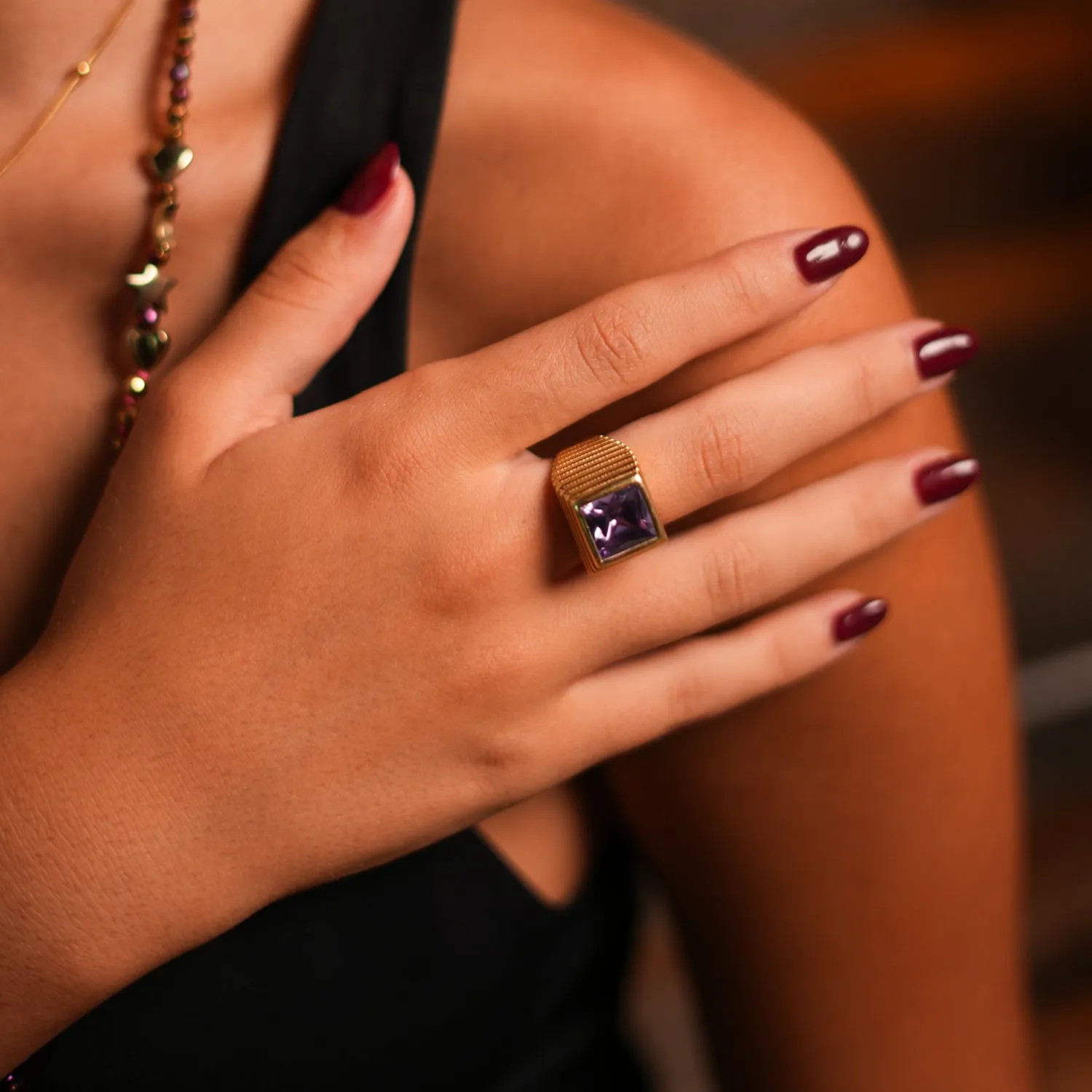 Majestic Amethyst & Gold Vermeil Chunky Signet Ring