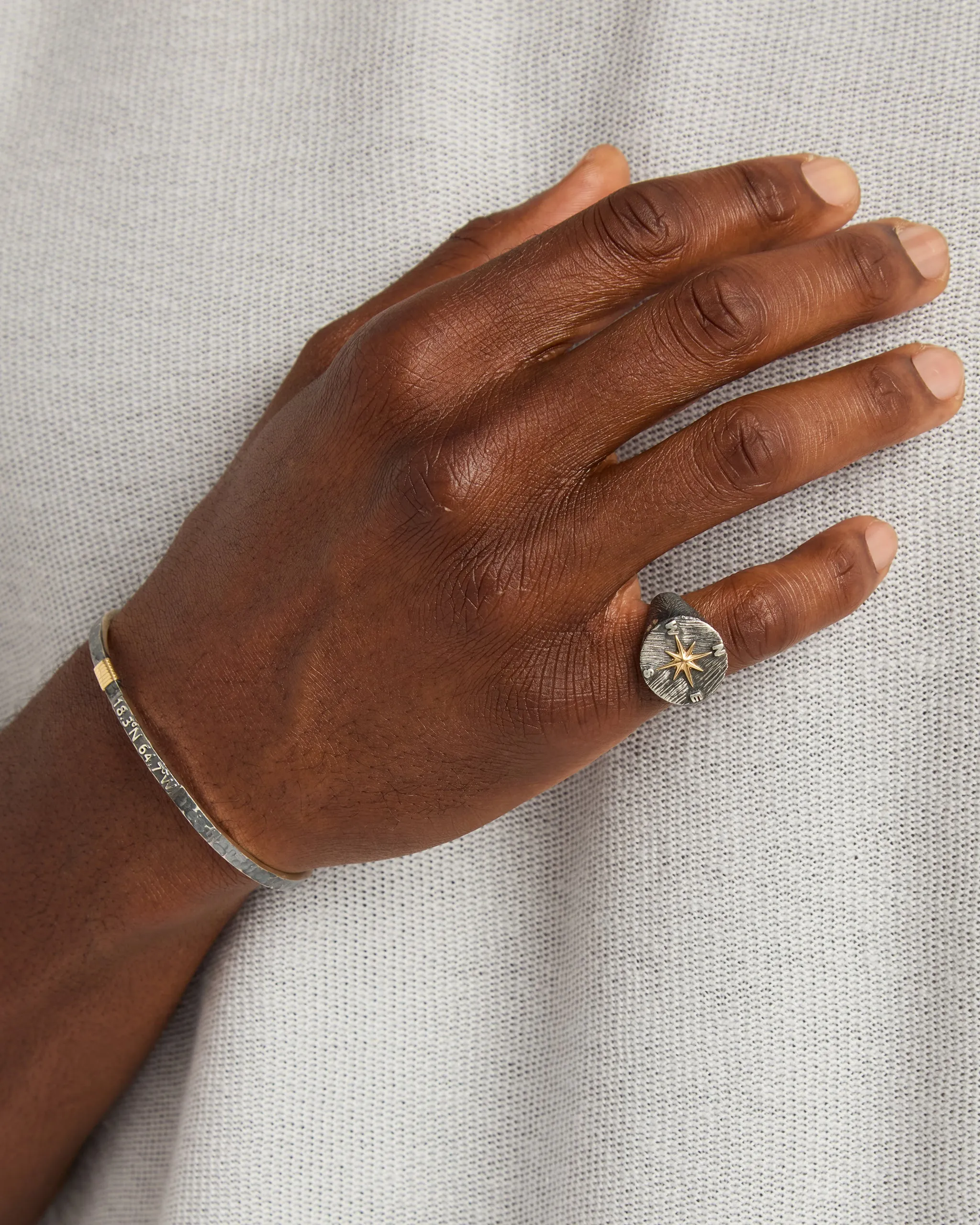 Marine Texture Compass Ring