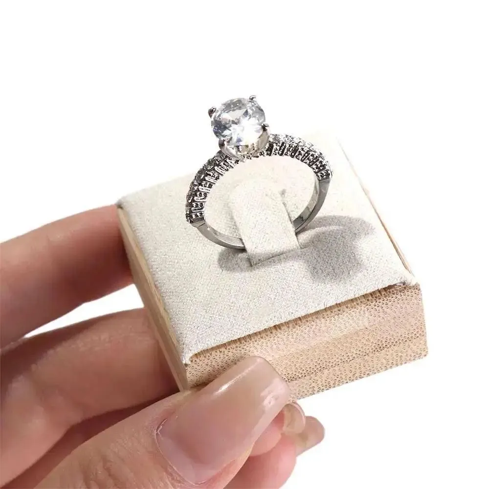 Market Jewelry Display Solid Color Travel Wedding Ring Box Wooden Jewelry Show Props Ring Holder Case Earrings Rings Organizer