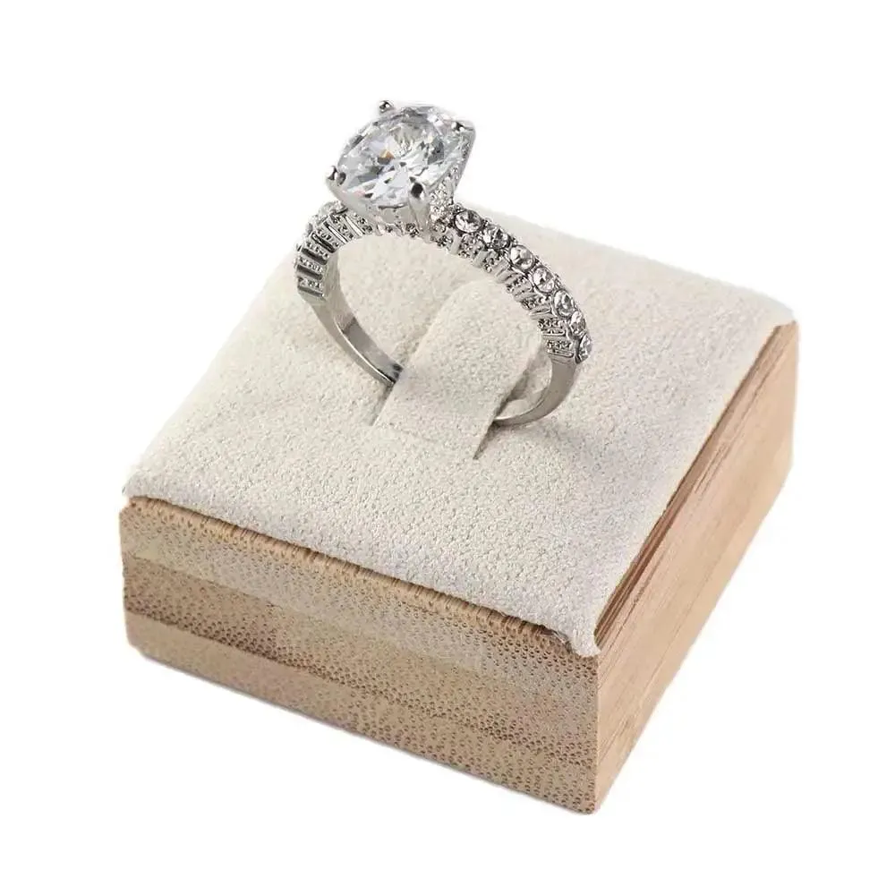 Market Jewelry Display Solid Color Travel Wedding Ring Box Wooden Jewelry Show Props Ring Holder Case Earrings Rings Organizer