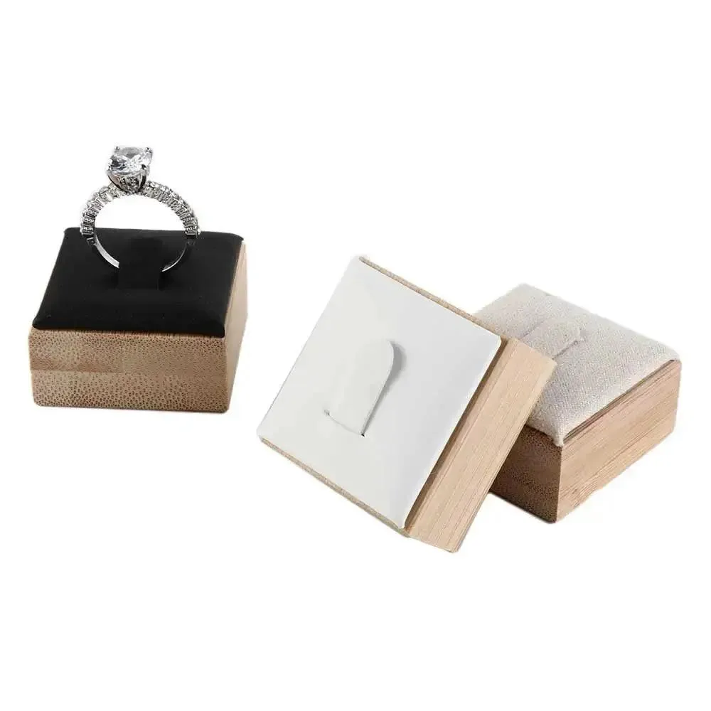 Market Jewelry Display Solid Color Travel Wedding Ring Box Wooden Jewelry Show Props Ring Holder Case Earrings Rings Organizer