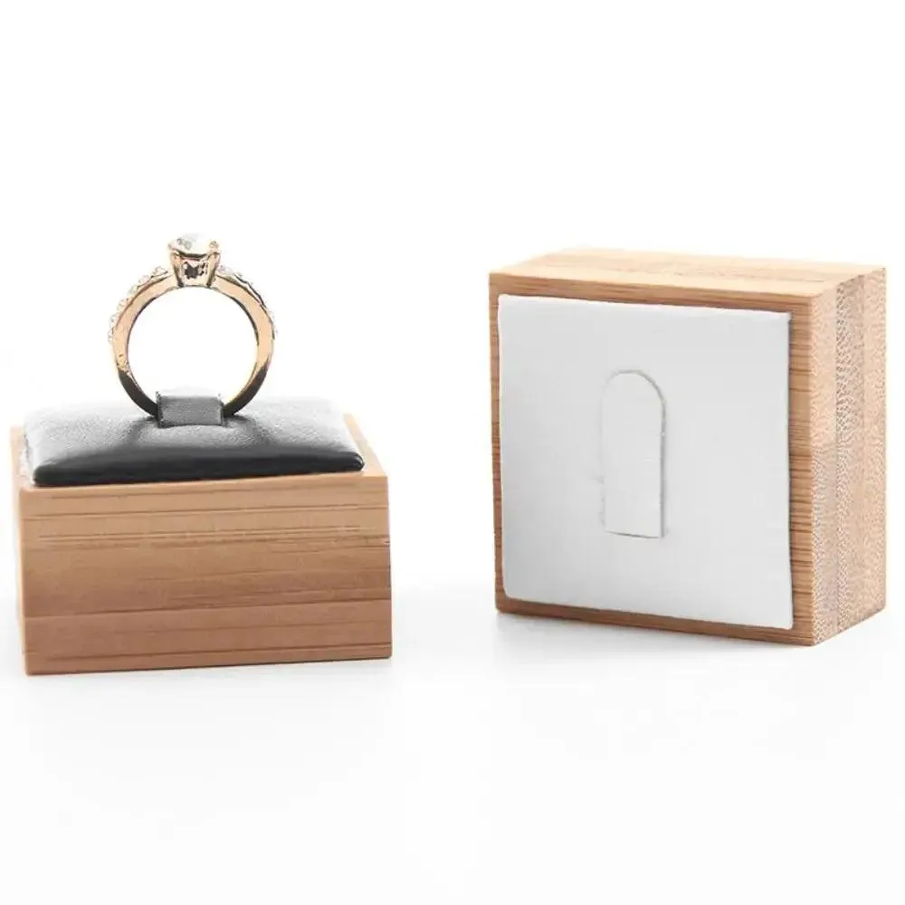 Market Jewelry Display Solid Color Travel Wedding Ring Box Wooden Jewelry Show Props Ring Holder Case Earrings Rings Organizer