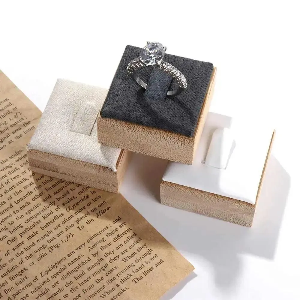Market Jewelry Display Solid Color Travel Wedding Ring Box Wooden Jewelry Show Props Ring Holder Case Earrings Rings Organizer