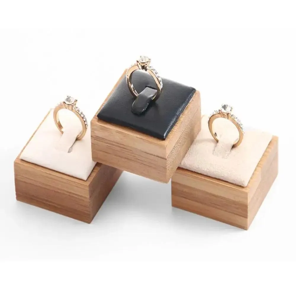 Market Jewelry Display Solid Color Travel Wedding Ring Box Wooden Jewelry Show Props Ring Holder Case Earrings Rings Organizer