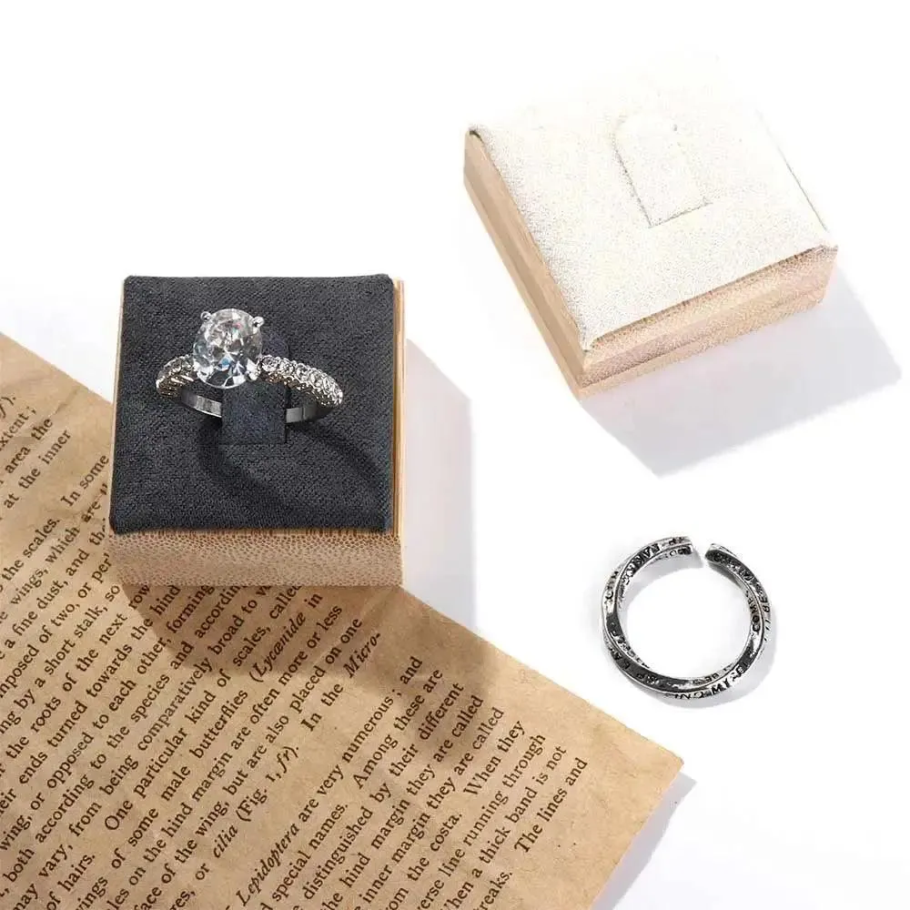 Market Jewelry Display Solid Color Travel Wedding Ring Box Wooden Jewelry Show Props Ring Holder Case Earrings Rings Organizer
