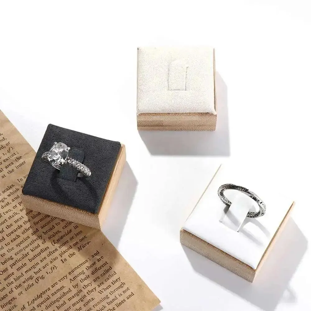 Market Jewelry Display Solid Color Travel Wedding Ring Box Wooden Jewelry Show Props Ring Holder Case Earrings Rings Organizer