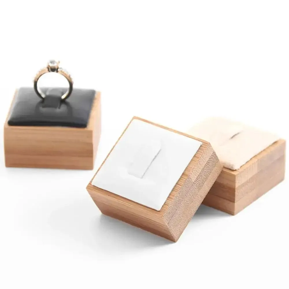 Market Jewelry Display Solid Color Travel Wedding Ring Box Wooden Jewelry Show Props Ring Holder Case Earrings Rings Organizer