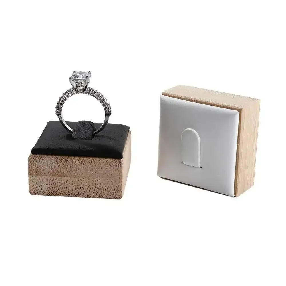 Market Jewelry Display Solid Color Travel Wedding Ring Box Wooden Jewelry Show Props Ring Holder Case Earrings Rings Organizer