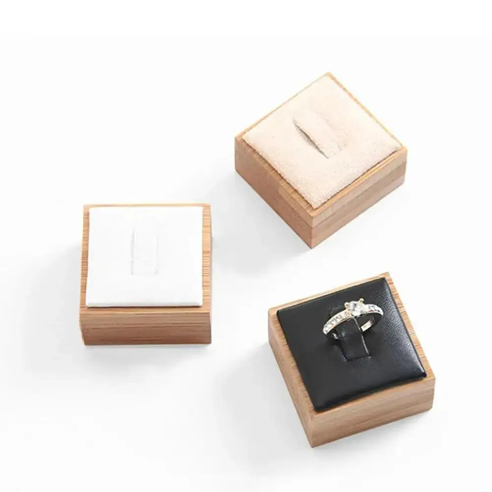 Market Jewelry Display Solid Color Travel Wedding Ring Box Wooden Jewelry Show Props Ring Holder Case Earrings Rings Organizer