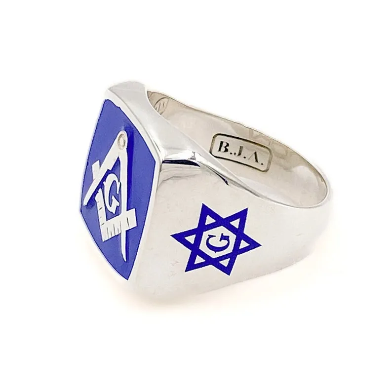 Master Mason Blue Lodge Ring - Blue Square & Compass, Gnosis ring, Masonic Art ring.