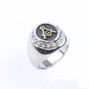 Master Mason Blue Lodge Ring - Square and Compass G Zirconia Silver