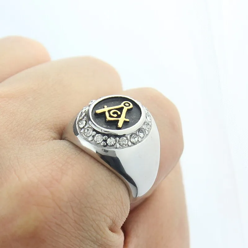 Master Mason Blue Lodge Ring - Square and Compass G Zirconia Silver