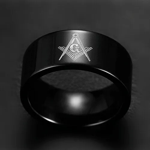Master Mason Blue Lodge Ring - Square and Compass with G 8mm Band (Multiple Colors)