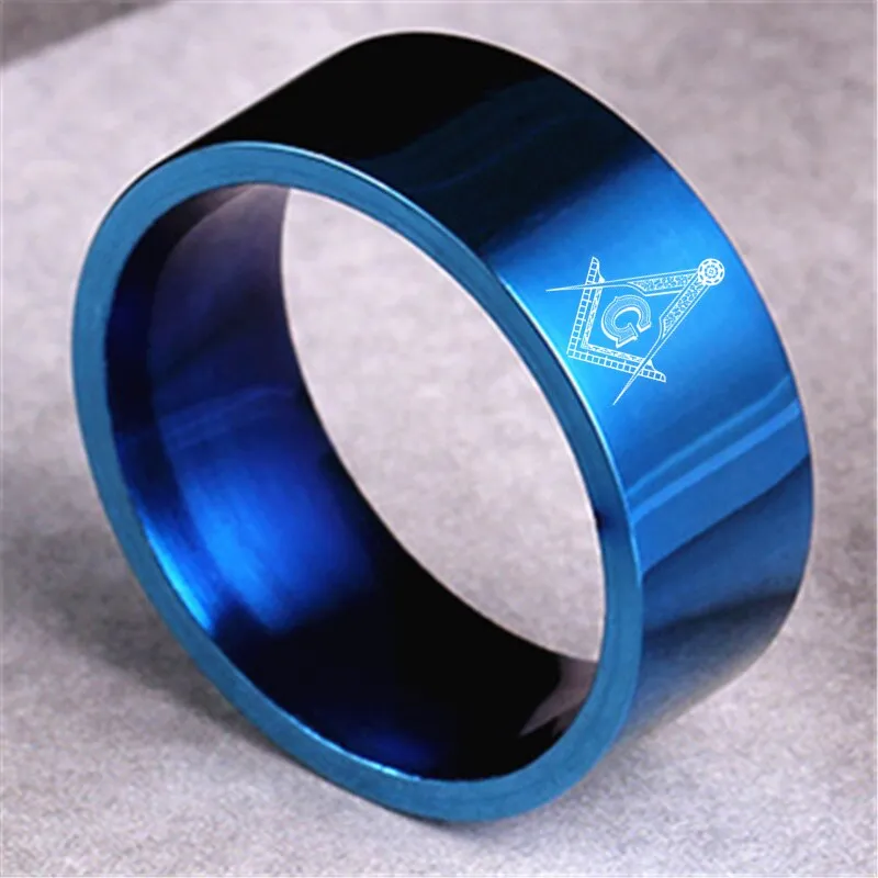 Master Mason Blue Lodge Ring - Square and Compass with G 8mm Band (Multiple Colors)