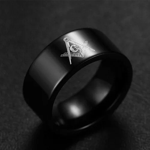 Master Mason Blue Lodge Ring - Square and Compass with G 8mm Band (Multiple Colors)
