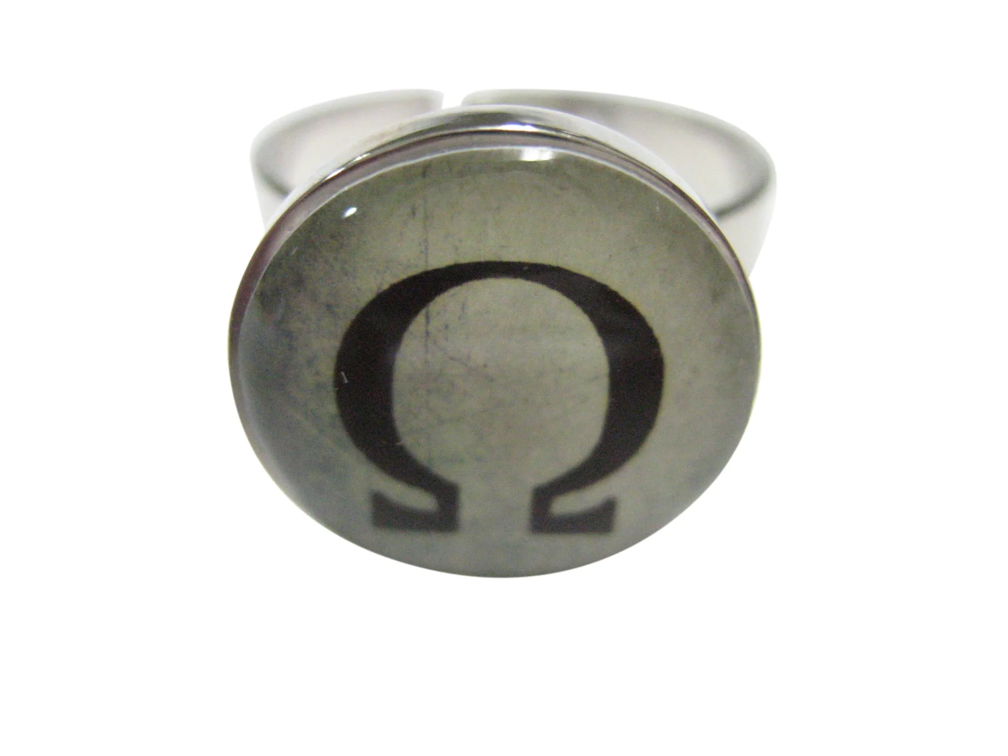 Mathematical Greek Omega Symbol Adjustable Size Fashion Ring