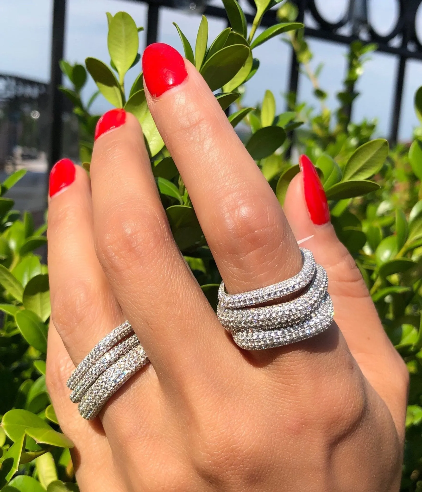 Medium Pave Silver Square Ring