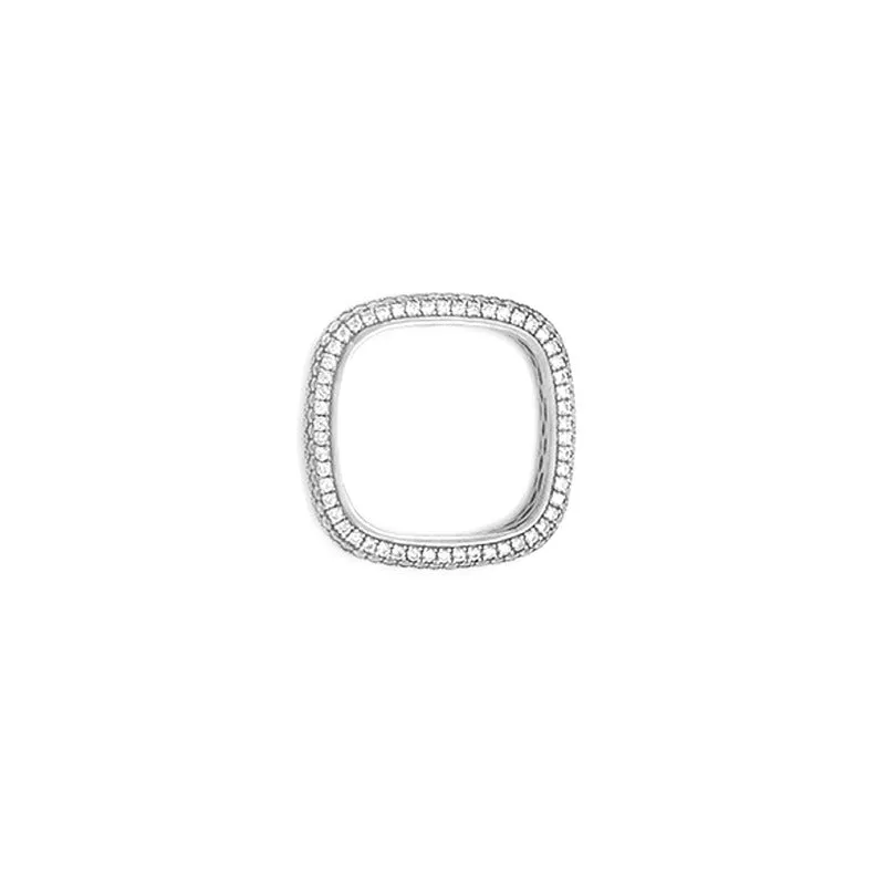 Medium Pave Silver Square Ring
