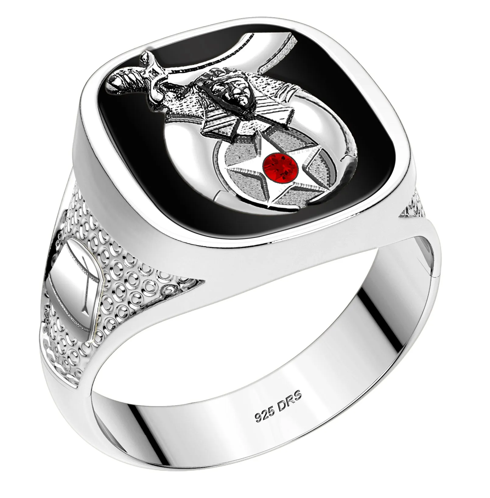 Men's Customizable Solid Back 10K or 14k Yellow and White Gold Masonic Rings