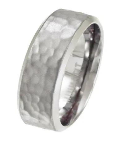 Men's Titanium Wedding Ring with Hammered Texture | 8mm