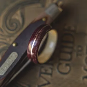 Mens Wedding band featuring Maple, Purple Heart with Copper inlay.