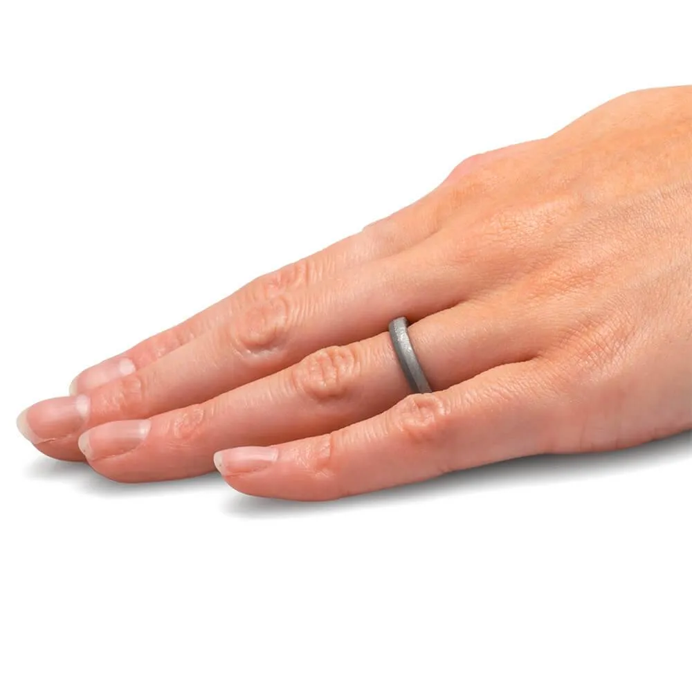 Meteorite and Blue Wood Wedding Band for Women