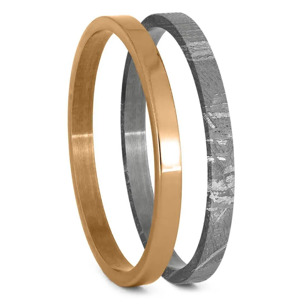 Meteorite, Gold & Titanium Modular Ring Set