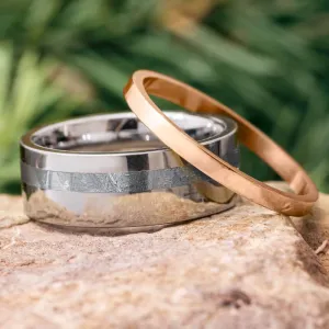 Meteorite, Gold & Titanium Modular Ring Set
