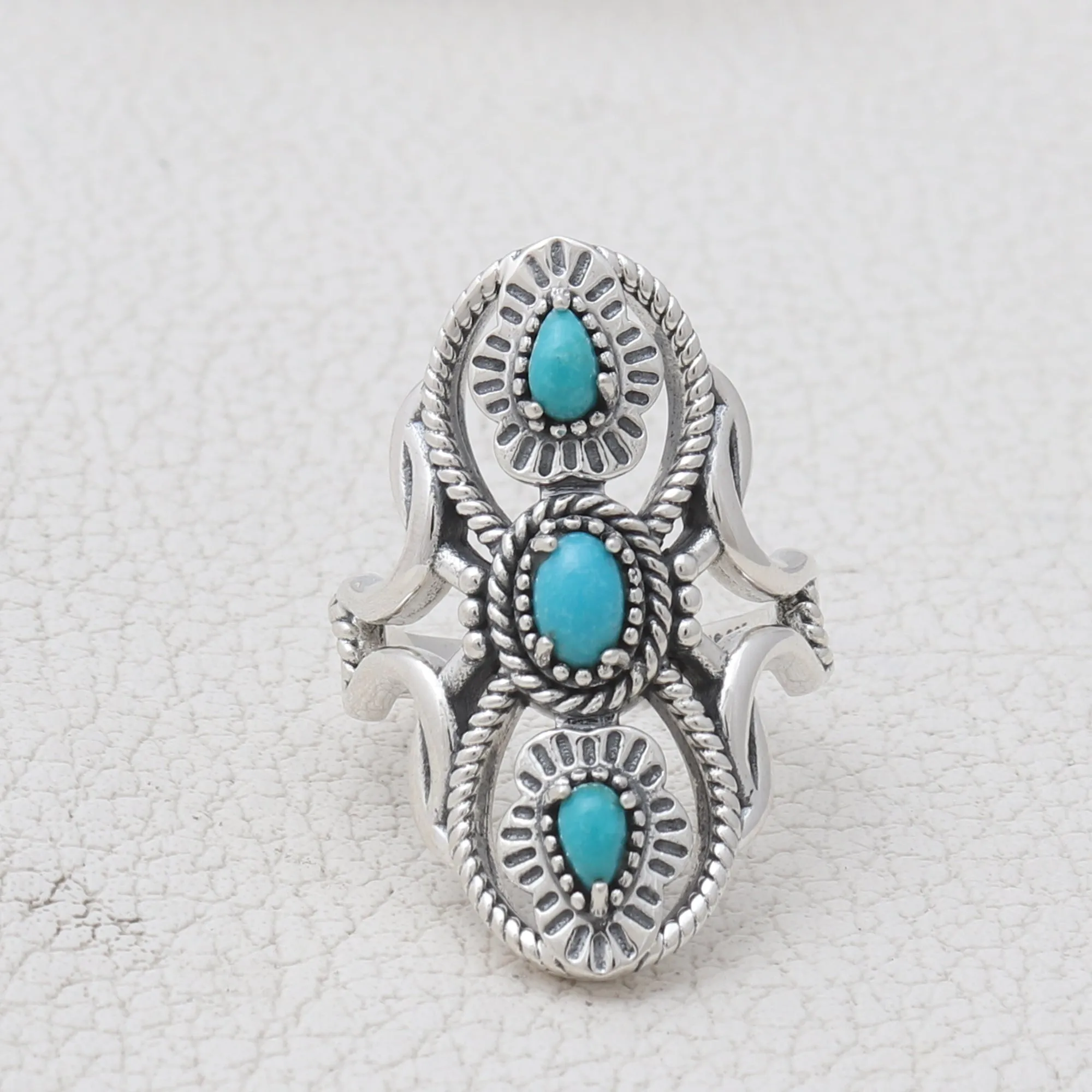 Mexican Turquoise Silver Band Rings