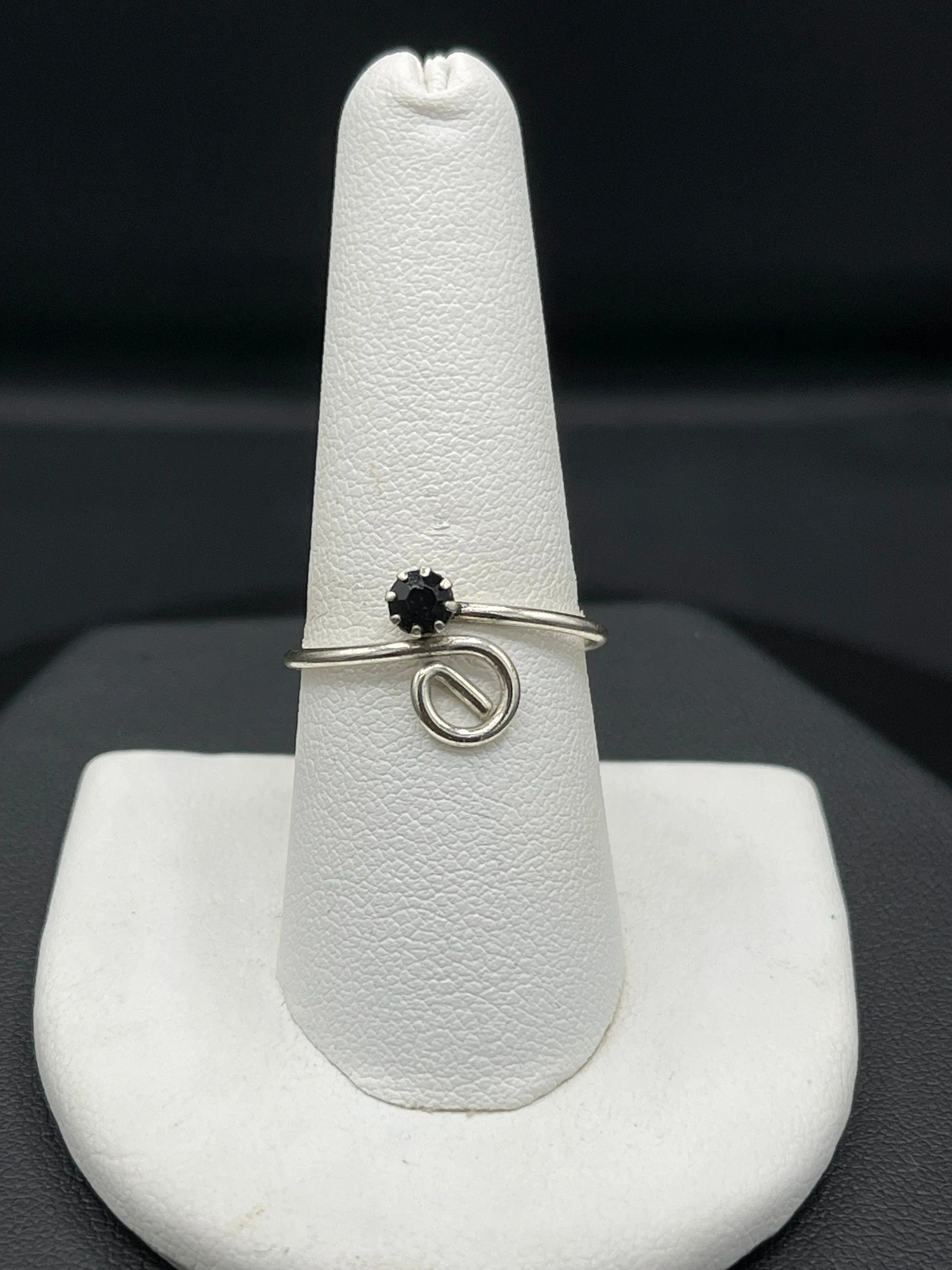 Midnight Sapphire Sterling Silver Adjustable Ring (Size 7-11)