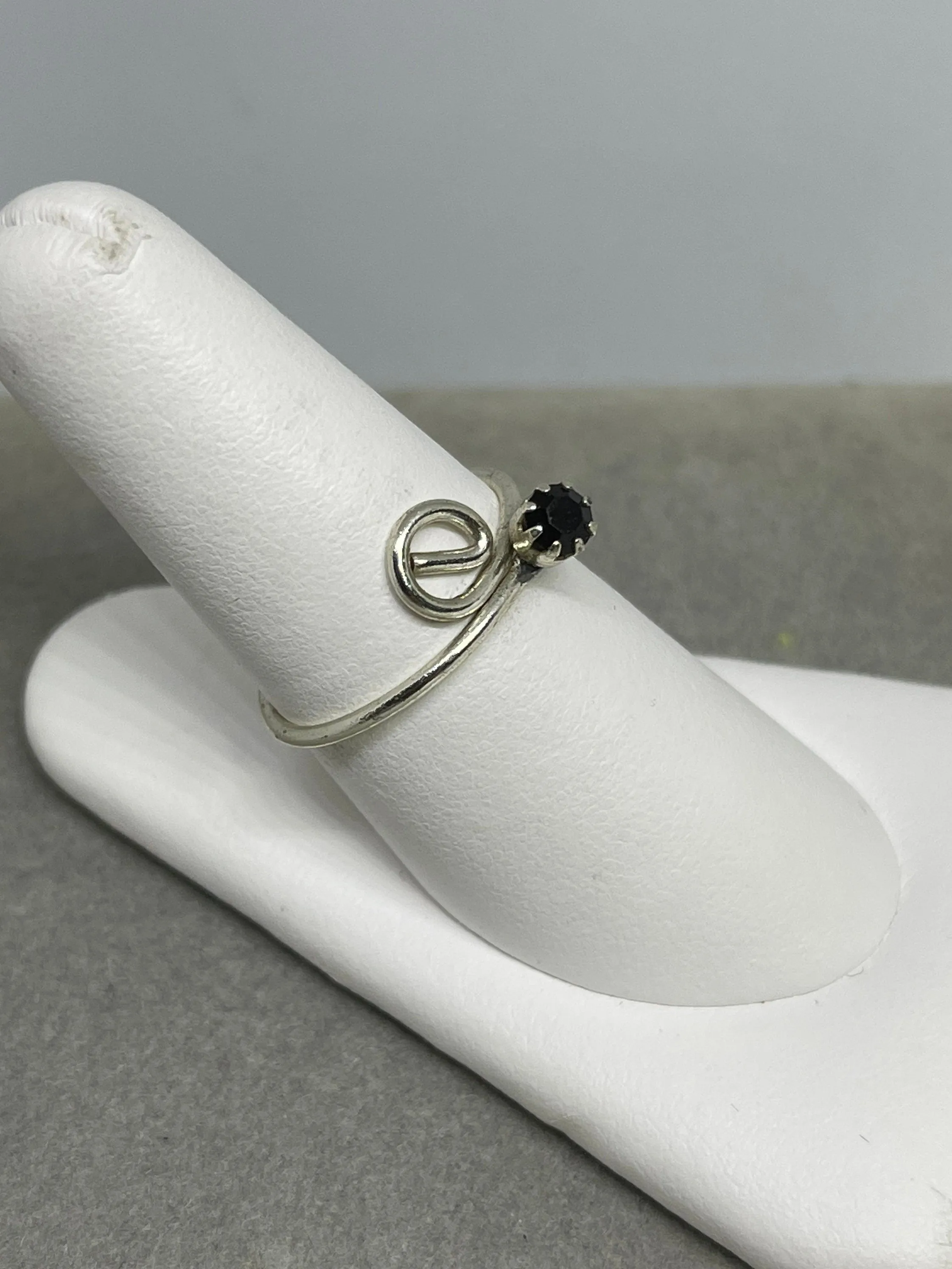 Midnight Sapphire Sterling Silver Adjustable Ring (Size 7-11)